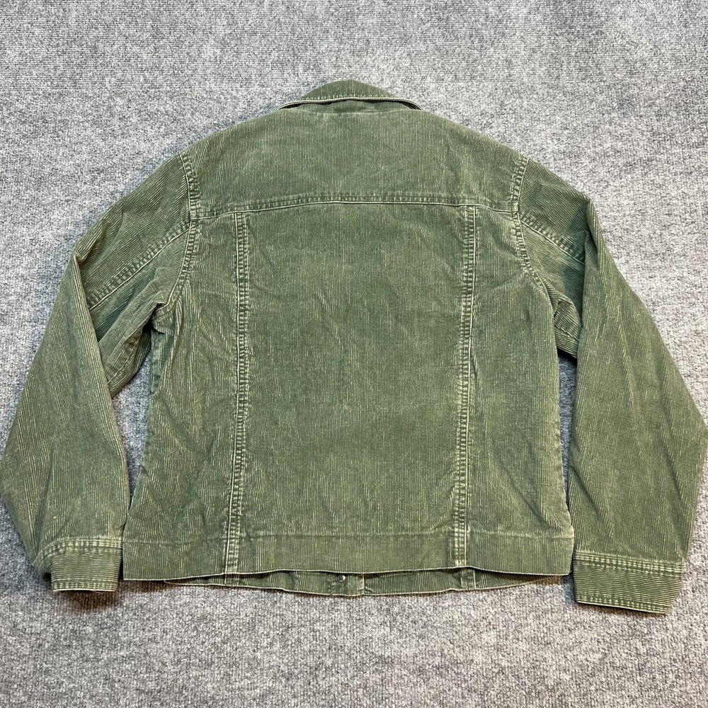 L.L. Bean Jacket Womens Medium Green Corduroy Button Front Lined Plaid Casual - Picture 2 of 9